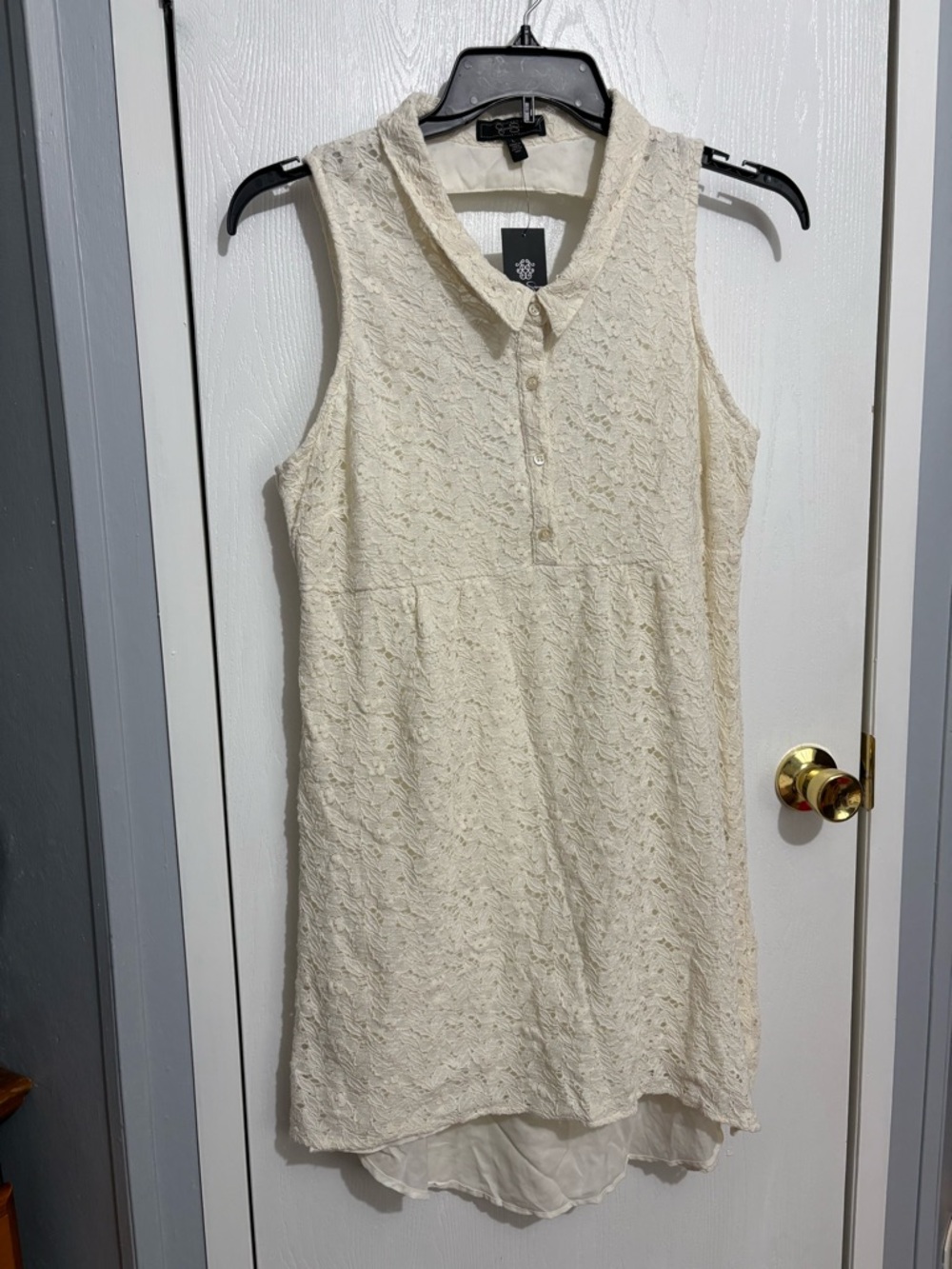 NEW Jessica Simpson Sport Cream Lace Collared Tunic Dress Large